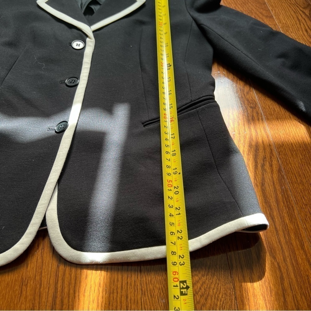Talbots Black White Trim Luxe Knit Banded Single-Breasted Blazer Jacket - Sz 4 - Picture 10 of 11